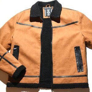 Men | Fried Denim Bomber Jacket | Tan & Black